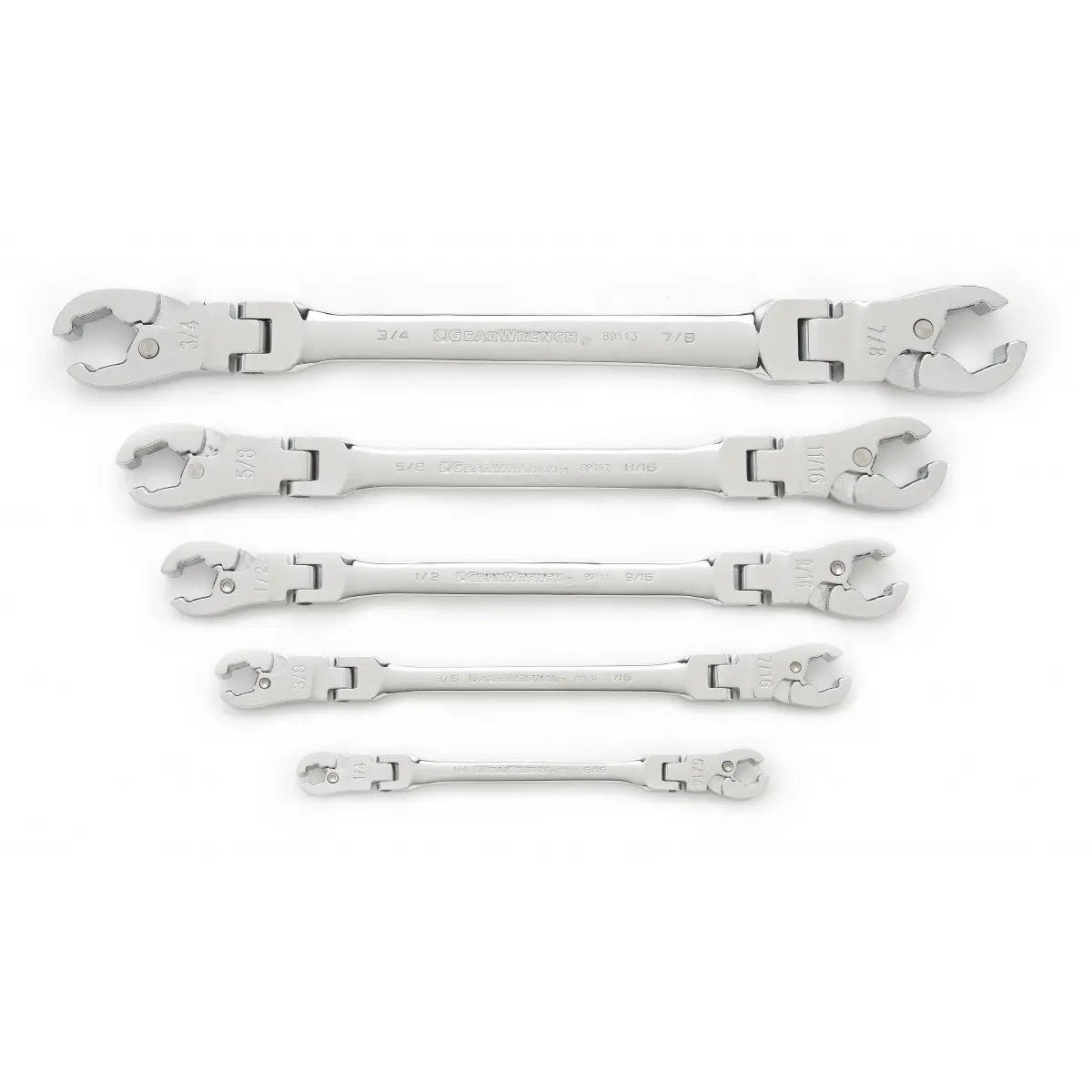 GEARWRENCH 5 Pc. Ratcheting Flex Head Flare Nut SAE Wrench Set 89100 Wrench Set GEARWRENCH
