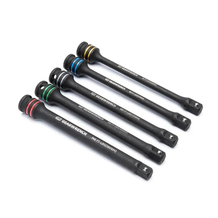 GEARWRENCH Set of 5 1/2 in Drive Torque Limiting Impact Extension Bars - GW 89650 Extension Bar Set GEARWRENCH