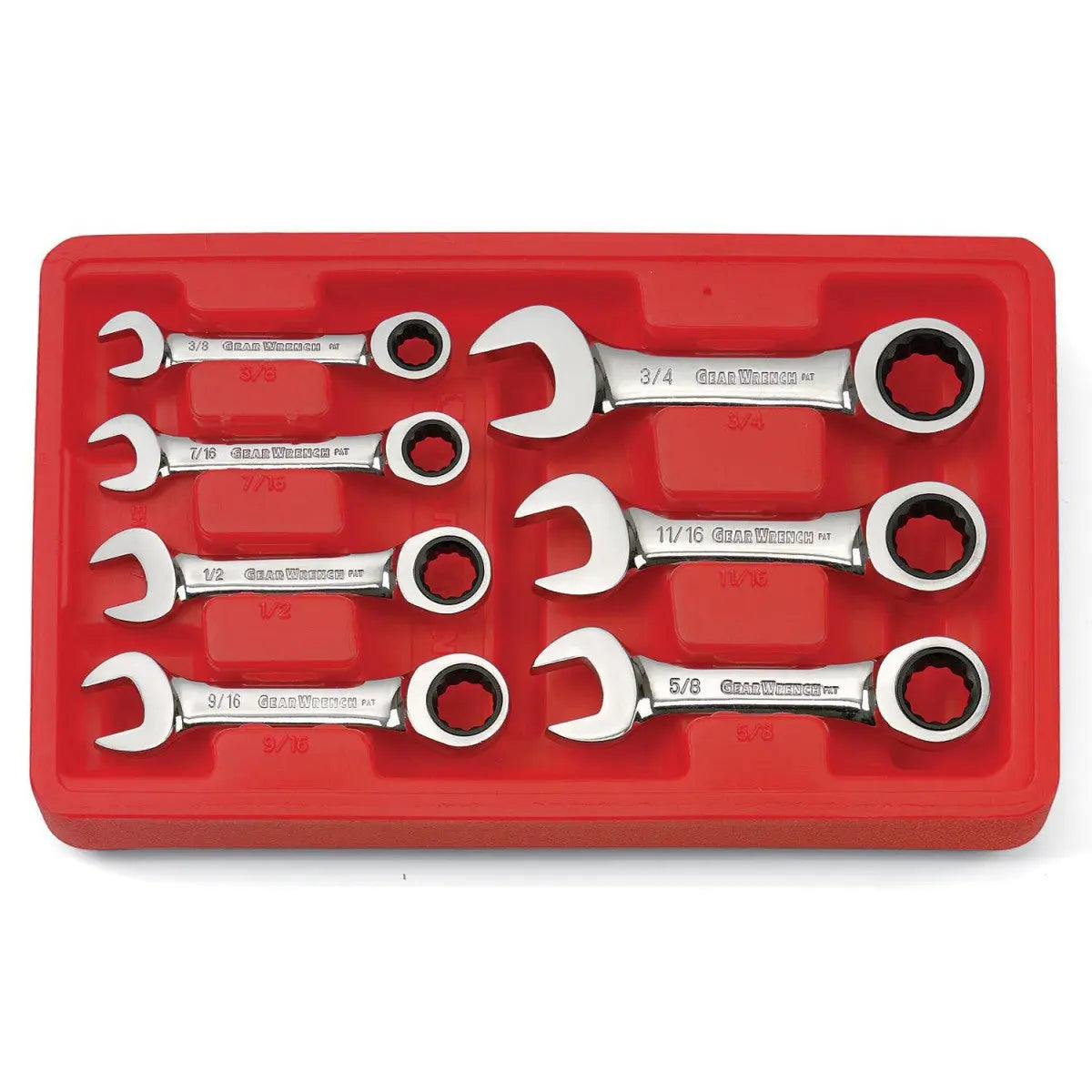 GEARWRENCH 7 Pc. 72-Tooth 12 Point Stubby Ratcheting Combination SAE Wrench Set 9507D Wrench Set GEARWRENCH