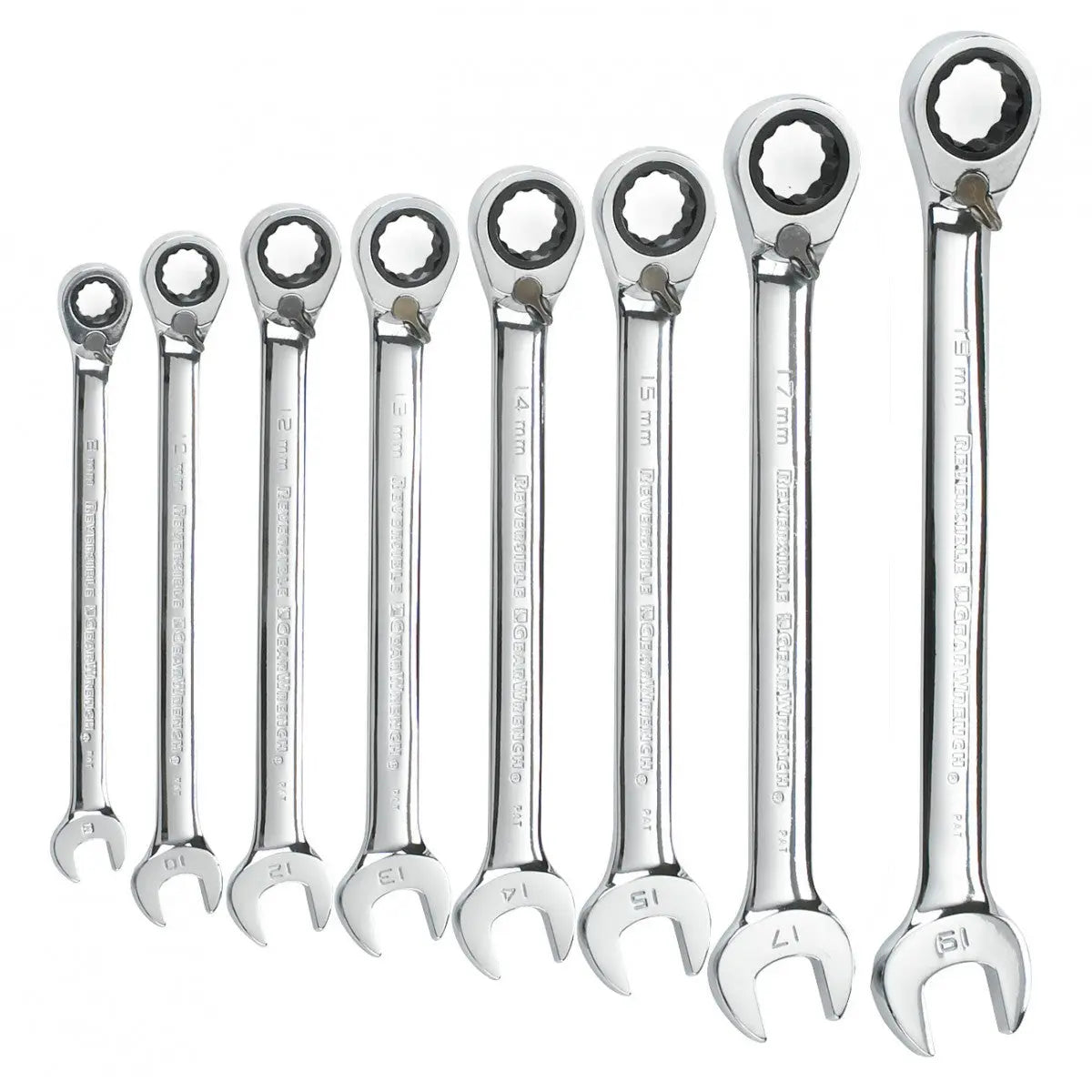 GEARWRENCH 8 Pc. 72-Tooth 12 Point Reversible Ratcheting Combination Metric Wrench Set 9543 Wrench Set GEARWRENCH