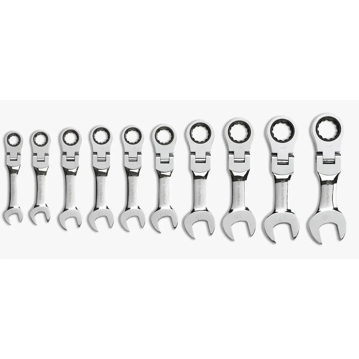 GEARWRENCH 10 Pc. 72-Tooth 12 Point Stubby Flex Head Ratcheting Combination Metric Wrench Set 9550 Wrench Set GEARWRENCH