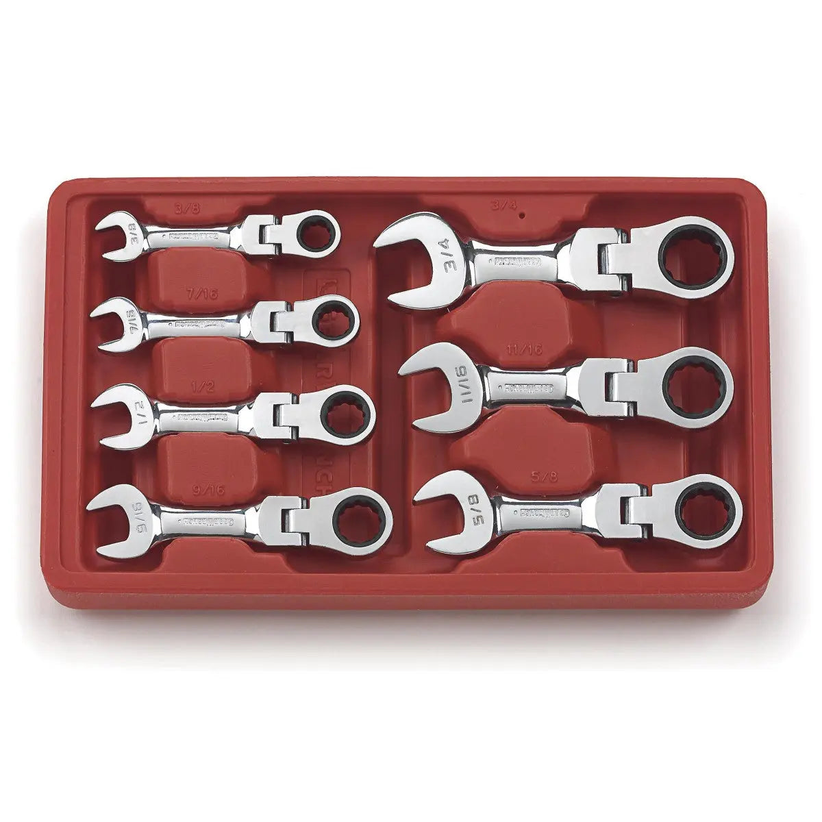 GEARWRENCH 7 Pc. 72-Tooth 12 Point Stubby Flex Head Ratcheting Combination SAE Wrench Set 9570 Wrench Set GEARWRENCH