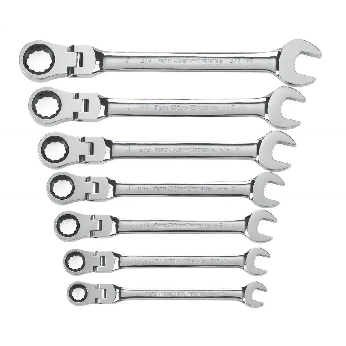 GEARWRENCH 7 Pc. 72-Tooth 12 Point Flex Head Ratcheting Combination SAE Wrench Set 9700 GEARWRENCH