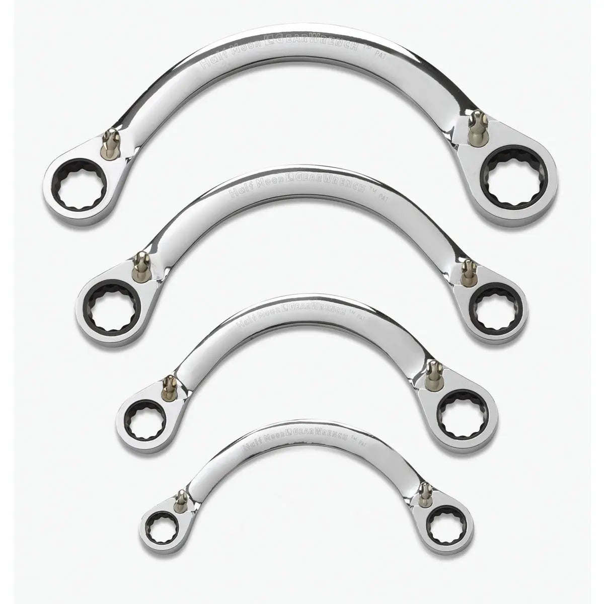 GEARWRENCH 4 Pc. 72-Tooth 12 Point Reversible Half Moon Double Box Ratcheting SAE Wrench Set 9840D Wrench Set GEARWRENCH