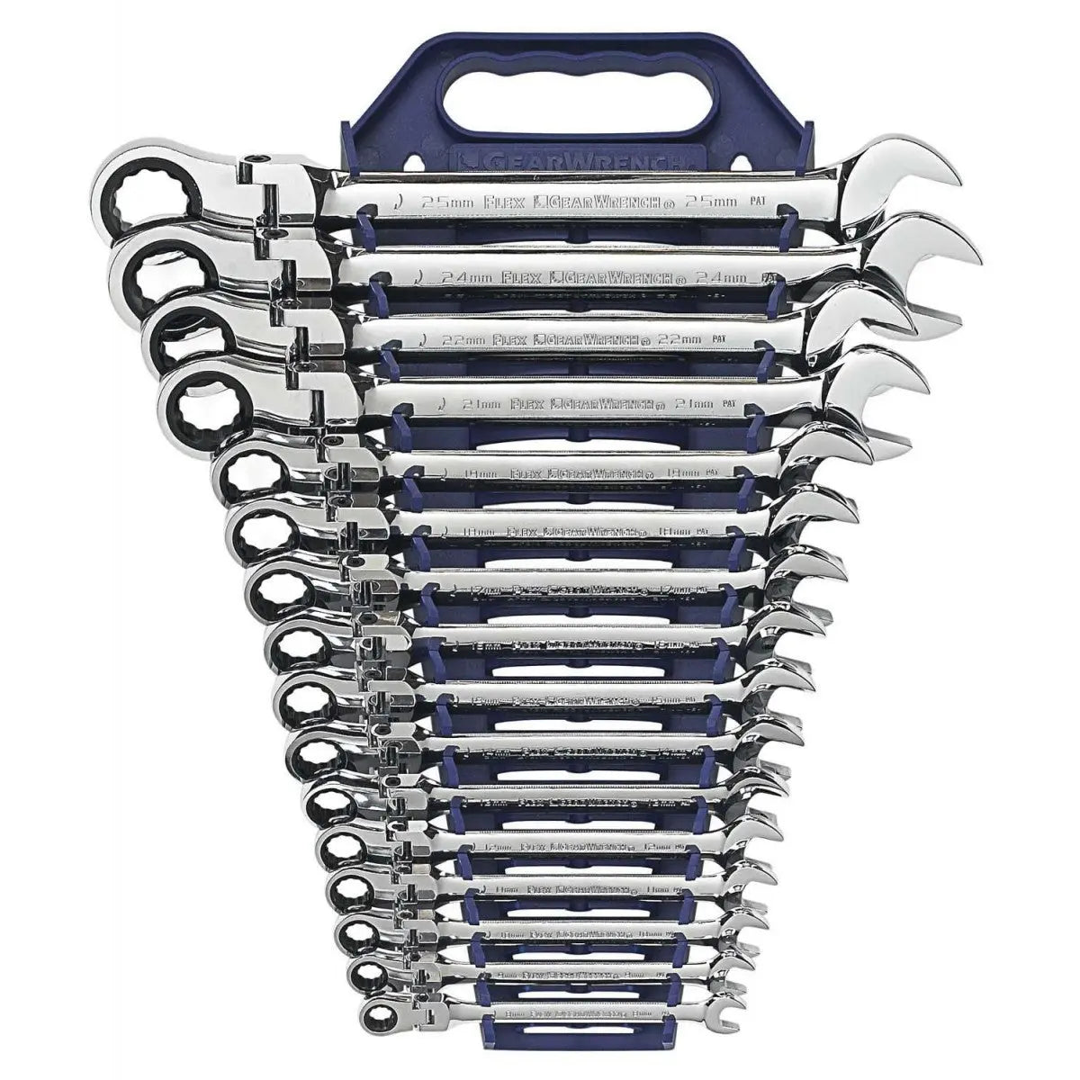GEARWRENCH 16 Pc. 72-Tooth 12 Point Flex Head Ratcheting Combination Metric Wrench Set 9902D Wrench Set GEARWRENCH