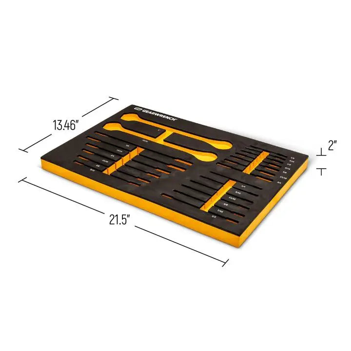 GEARWRENCH Set of 21 72-Tooth 12-Point Standard Stubby SAE Ratcheting Combination Wrenches in Foam Storage Tray - GW 86526 Wrench Set GEARWRENCH