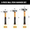 GEARWRENCH 3 Piece Ball Pein Hammer with Fiberglass Handles Set