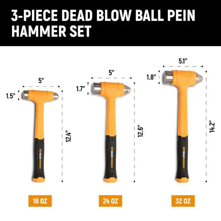 GEARWRENCH 3 Piece Dead Blow Ball Pein Hammer Set
