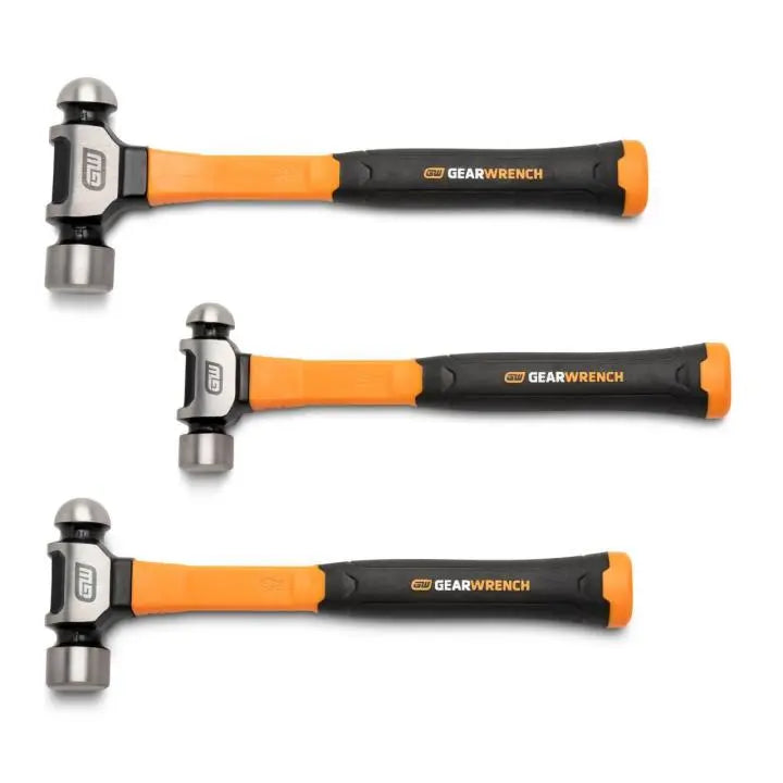 GEARWRENCH 3 Piece Ball Pein Hammer with Fiberglass Handles Set