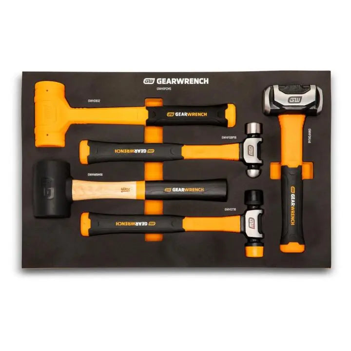 GearWrench 5 Piece Mixed Hammer Set in Foam Storage Tray - GWH5PCMS