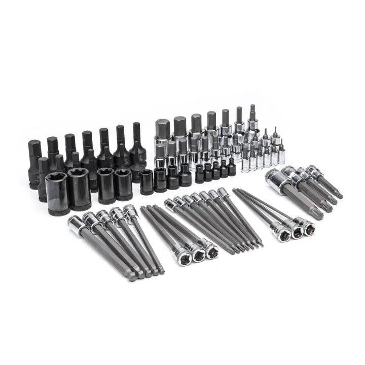 GEARWRENCH Set of 74 1/4 in, 3/8 in, 1/2 in Drive Metric Bit Sockets in Foam Storage Tray - GW GWMSBSKCBMM Socket Set GEARWRENCH