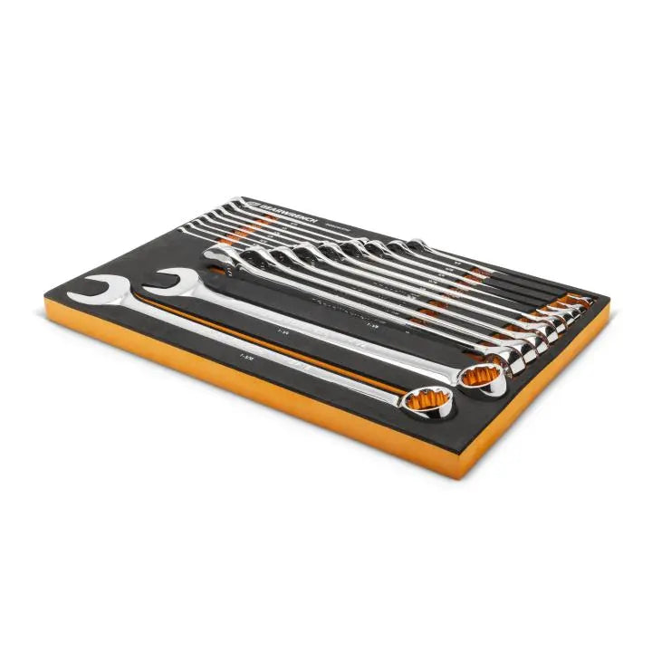 GEARWRENCH Set of 19 12-Point Long Pattern SAE Combination Wrenches in Foam Storage Tray - GW GWMSCWL12SAE Wrench Set GEARWRENCH