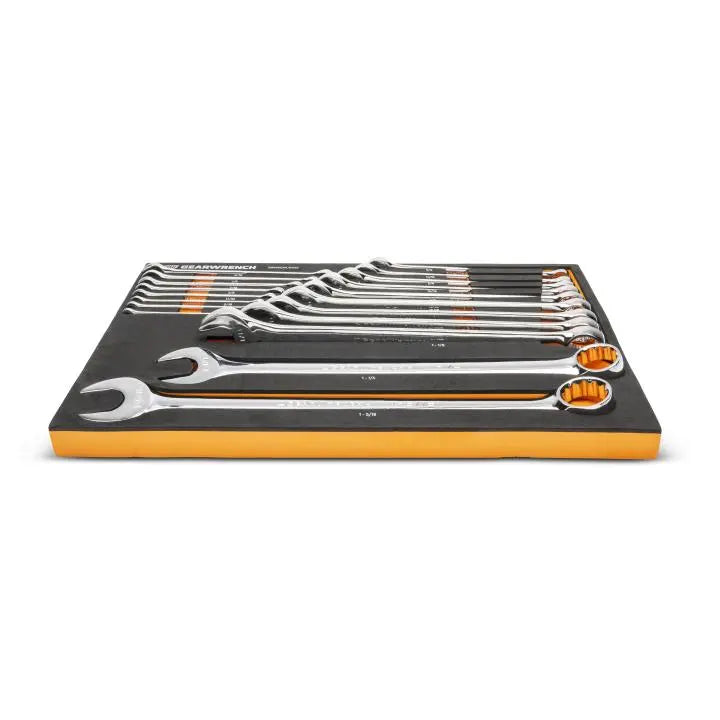 GEARWRENCH Set of 19 12-Point Long Pattern SAE Combination Wrenches in Foam Storage Tray - GW GWMSCWL12SAE Wrench Set GEARWRENCH