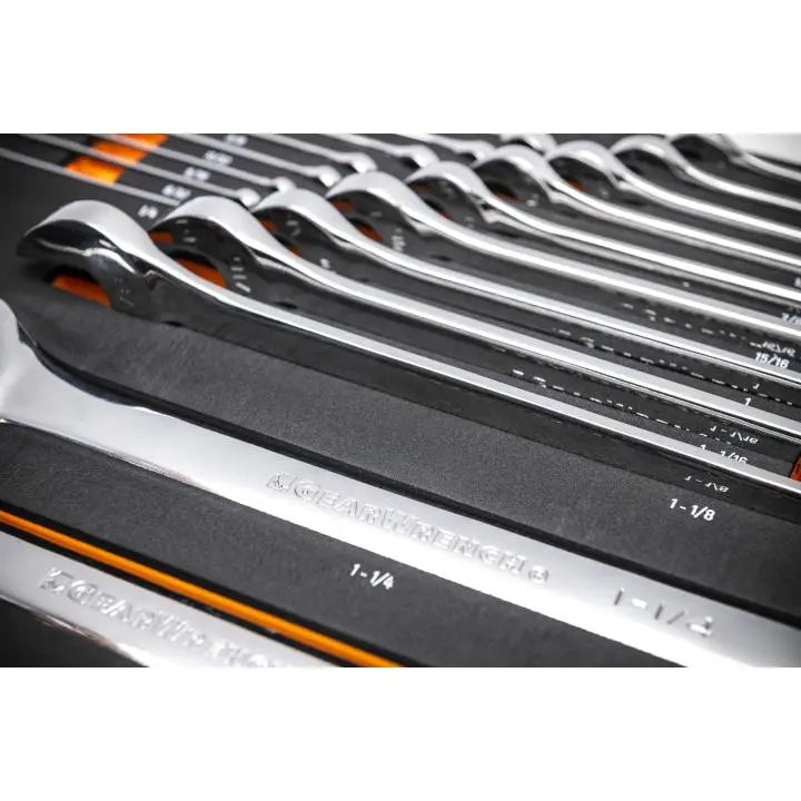 GEARWRENCH Set of 19 12-Point Long Pattern SAE Combination Wrenches in Foam Storage Tray - GW GWMSCWL12SAE Wrench Set GEARWRENCH
