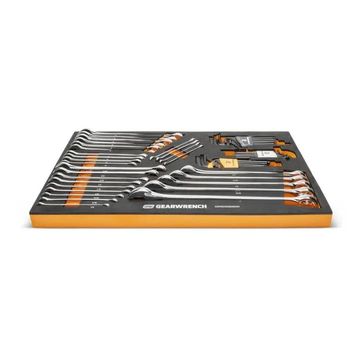 GEARWRENCH Set of 59 6-Point Combination Wrench and Hexagon Keys in Foam Storage Tray - GW GWMSCWS6SAEMM Tool Set GEARWRENCH