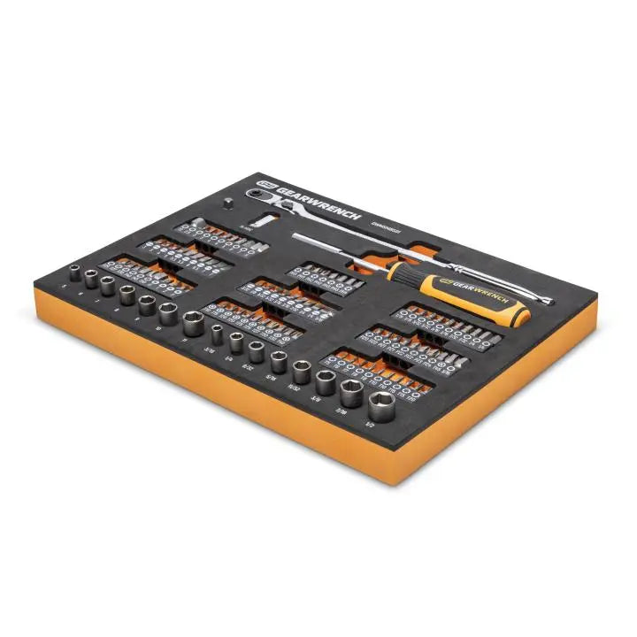 GEARWRENCH Set of 105 1/4 in Drive Slim Head Mechanics Tools in Foam Storage Tray - GW GWMSMBS01 Mechanics Tool Set GEARWRENCH