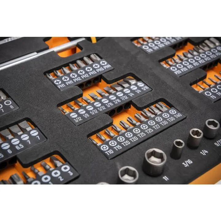 GEARWRENCH Set of 105 1/4 in Drive Slim Head Mechanics Tools in Foam Storage Tray - GW GWMSMBS01 Mechanics Tool Set GEARWRENCH