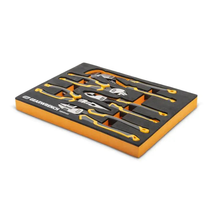 GEARWRENCH Set of 5 Pitbull Cushion Grip Pliers in Foam Storage Tray - GW GWMSPLR01 Plier Set GEARWRENCH