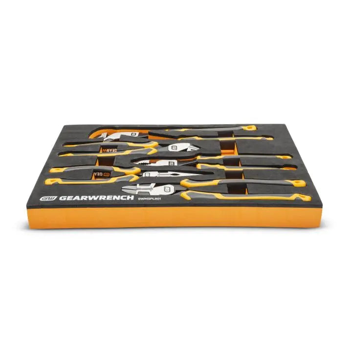 GEARWRENCH Set of 5 Pitbull Cushion Grip Pliers in Foam Storage Tray - GW GWMSPLR01 Plier Set GEARWRENCH