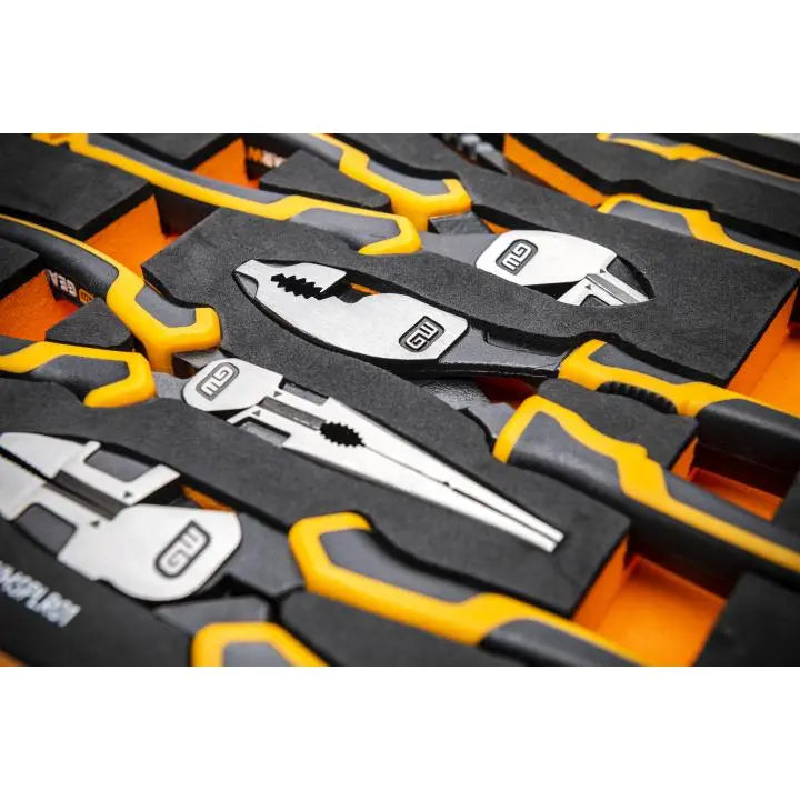 GEARWRENCH Set of 5 Pitbull Cushion Grip Pliers in Foam Storage Tray - GW GWMSPLR01 Plier Set GEARWRENCH