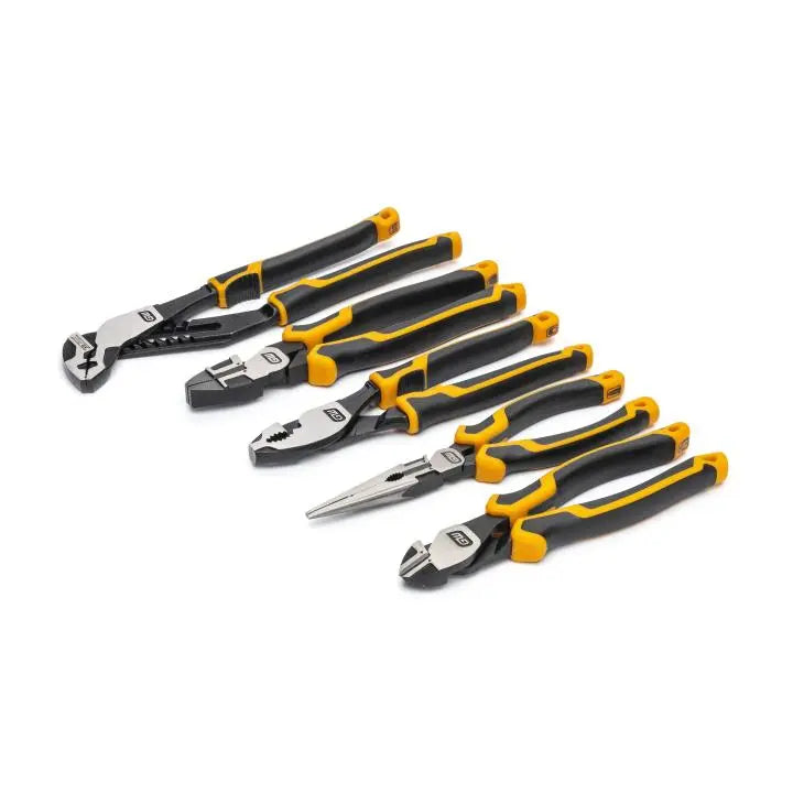 GEARWRENCH Set of 5 Pitbull Cushion Grip Pliers in Foam Storage Tray - GW GWMSPLR01 Plier Set GEARWRENCH