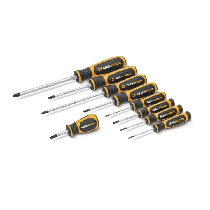 GEARWRENCH Set of 9 Dual Material Phillips Screwdrivers in Foam Storage Tray - GW GWMSSCRPH Screwdriver Set GEARWRENCH