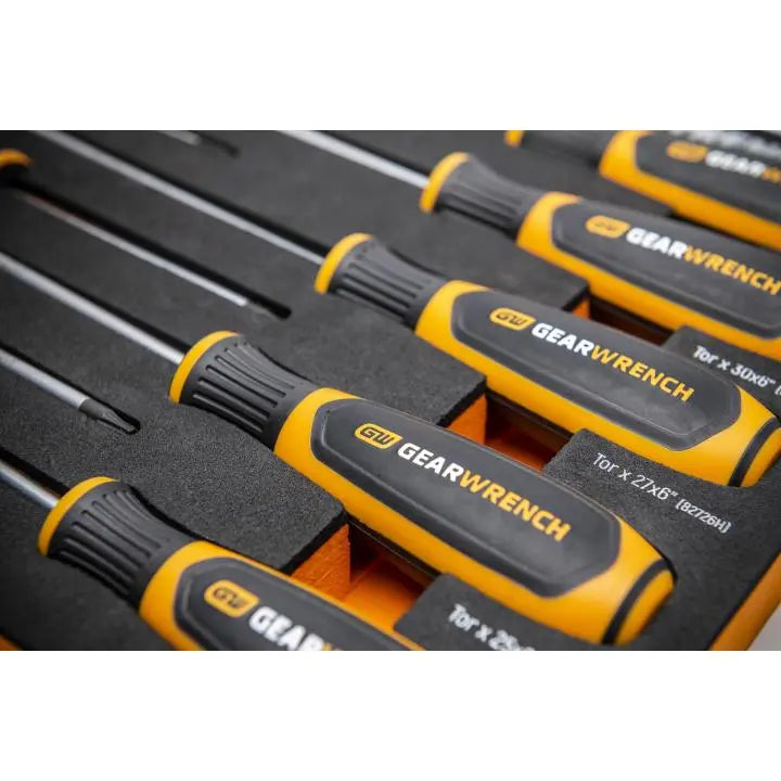 GEARWRENCH Set of 10 Dual Material Torx Screwdrivers in Foam Storage Tray - GW GWMSSCRTX Screwdriver Set GEARWRENCH