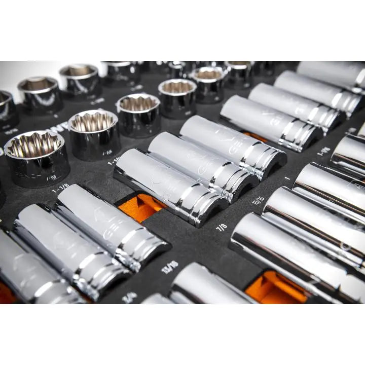 GEARWRENCH Set of 60 1/2 in Drive Master SAE Sockets in Foam Storage Tray - GW GWMSSKT12SAE Socket Set GEARWRENCH