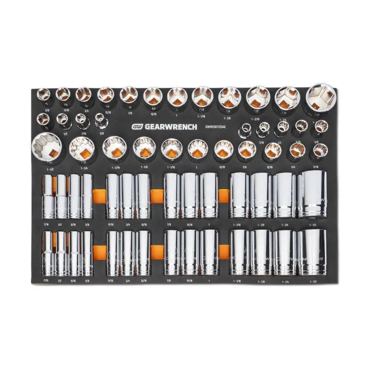 GEARWRENCH Set of 60 1/2 in Drive Master SAE Sockets in Foam Storage Tray - GW GWMSSKT12SAE Socket Set GEARWRENCH