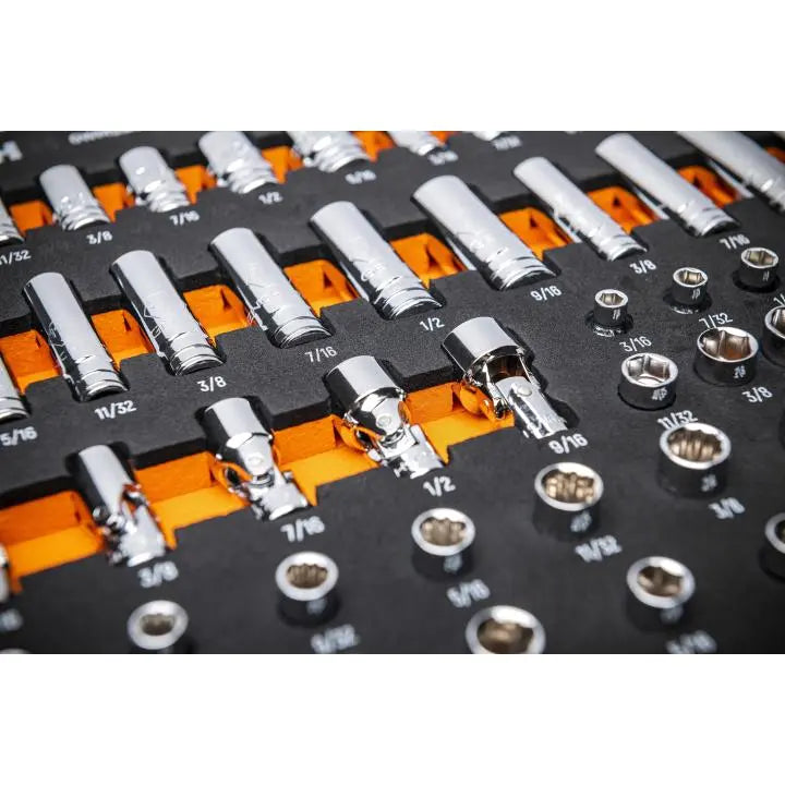 GEARWRENCH Set of 68 1/4 in Drive Master SAE Sockets in Foam Storage Tray - GW GWMSSKT14SAE Socket Set GEARWRENCH