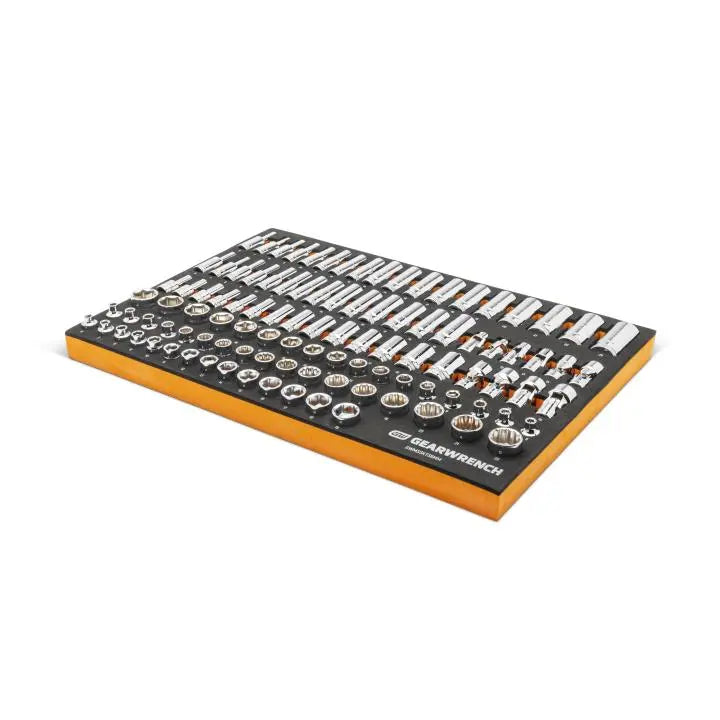 GEARWRENCH Set of 104 3/8 in Drive Master Metric Sockets in Foam Storage Tray - GW GWMSSKT38MM Socket Set GEARWRENCH