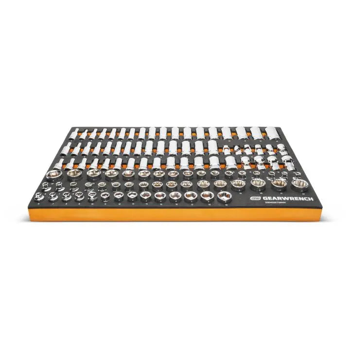 GEARWRENCH Set of 104 3/8 in Drive Master Metric Sockets in Foam Storage Tray - GW GWMSSKT38MM Socket Set GEARWRENCH
