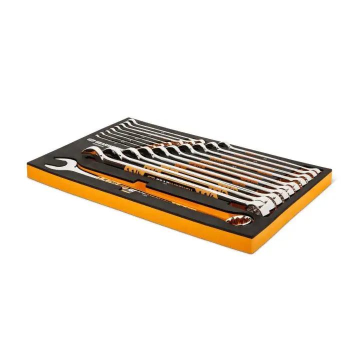GEARWRENCH Set of 19 12 Point Long Pattern SAE Hi-Viz Combination Wrench with Foam Storage Tray - GW GWMSSWHSAE