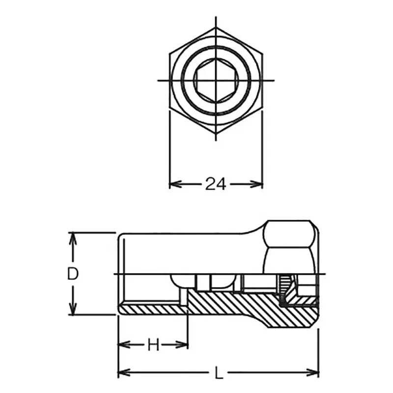 Ko-ken Tools 24mm Hex Dr. Stud Setter M22 x 2.5 61mm For Construction site Ko-ken Tools