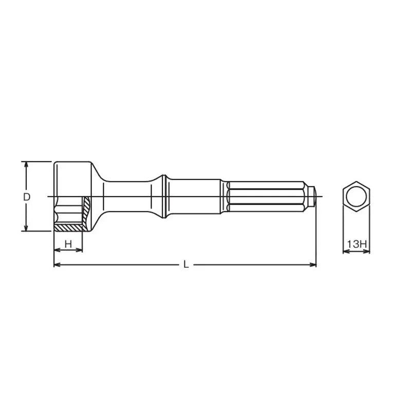 Ko-ken Tools Hammer Drill Shank 24mm 6 point 130mm For Construction site Ko-ken Tools