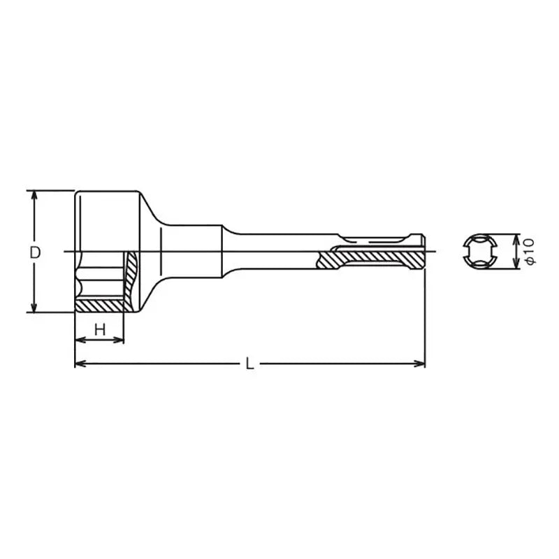 Ko-ken Tools Hammer Drill Shank 24mm 6 point 100mm For Construction site Ko-ken Tools