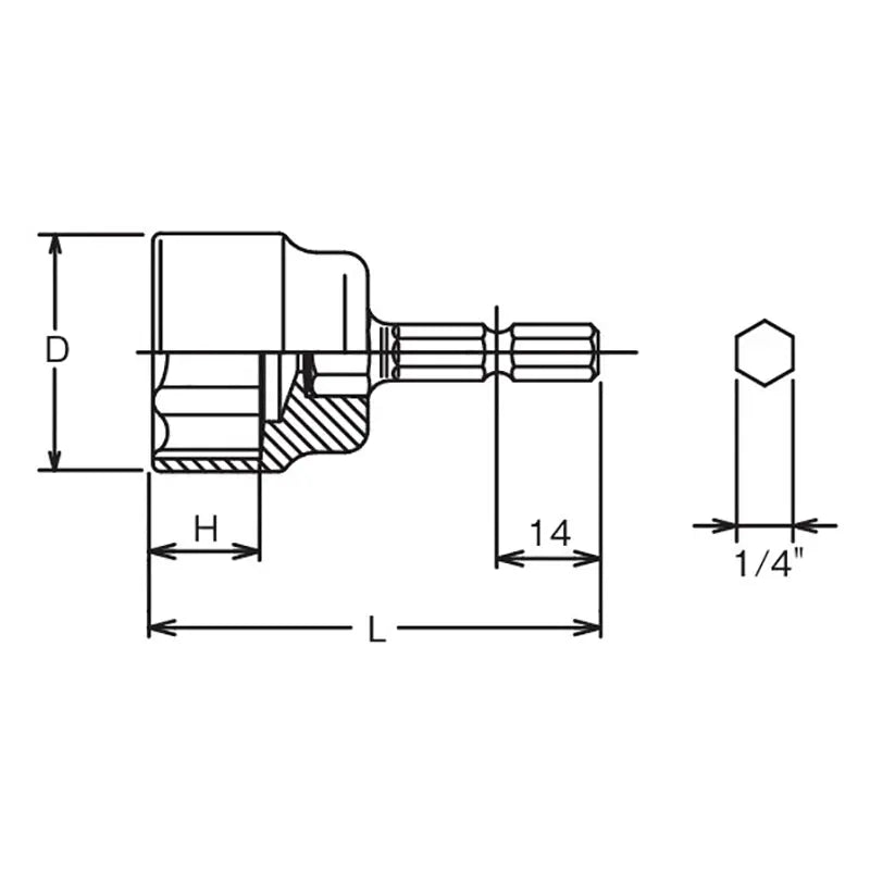 Ko-ken Tools 1/4 Hex Dr. 24mm 6 point 58mm For Construction site Ko-ken Tools