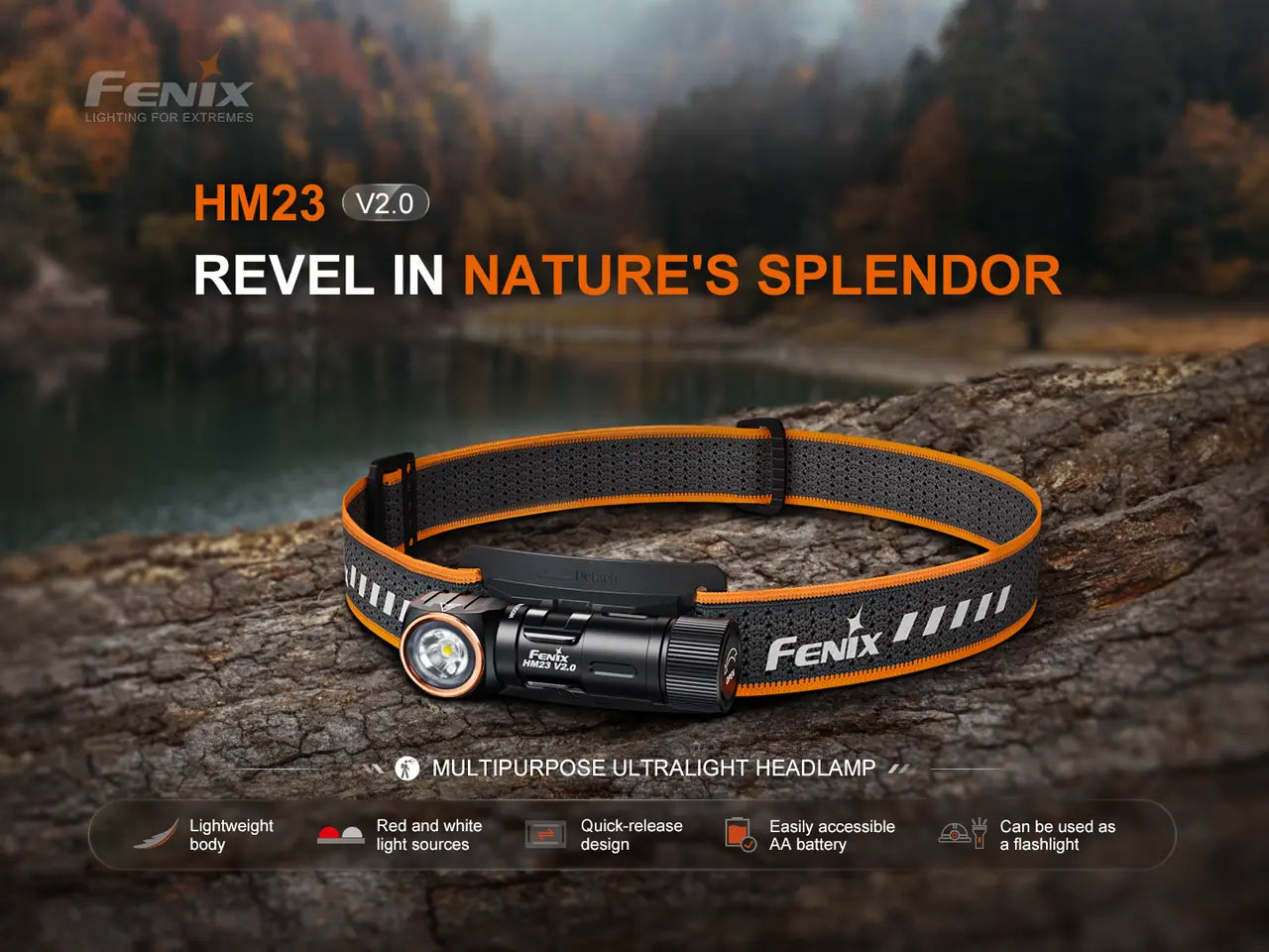 Fenix 300 Lumen AA Battery Compact Hiking and Running Headlamp - F FX-HM23V2 Fenix
