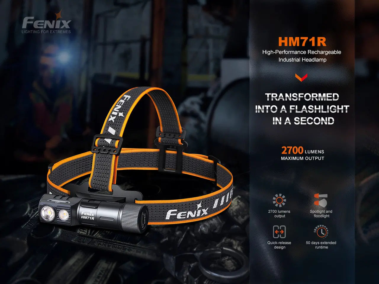 Fenix 2700 Lumen High-Performance Rechargeable Headlamp - F FX-HM71R Fenix