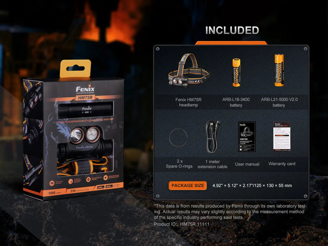 Fenix 1600 Lumen Battery Pack Headlamp - F FX-HM75R Fenix