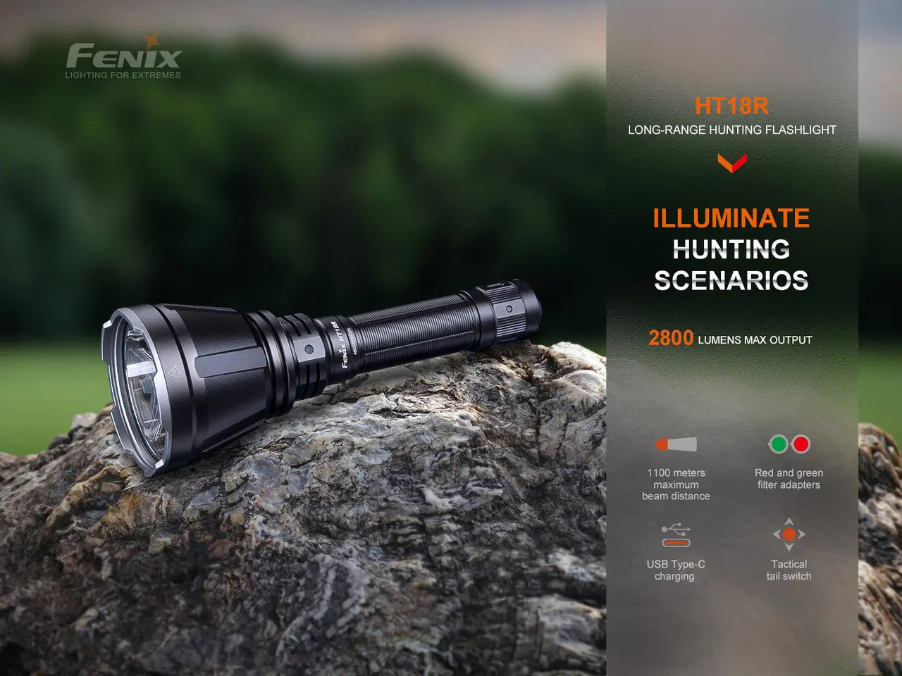 Fenix 2800 Lumen Long Distance Hunting Light - F FX-HT18R Fenix