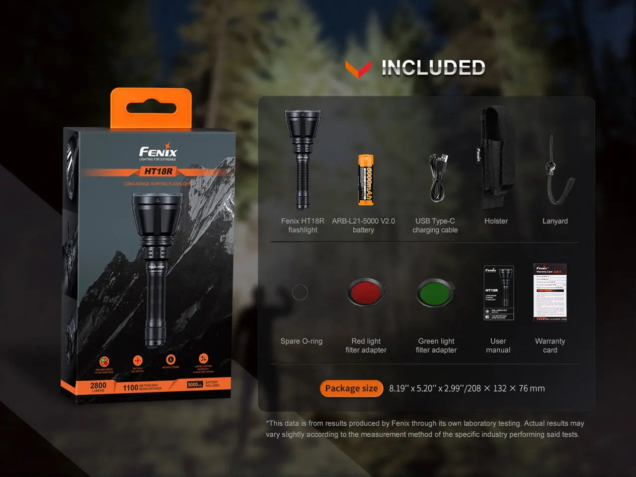 Fenix 2800 Lumen Long Distance Hunting Light - F FX-HT18R Fenix