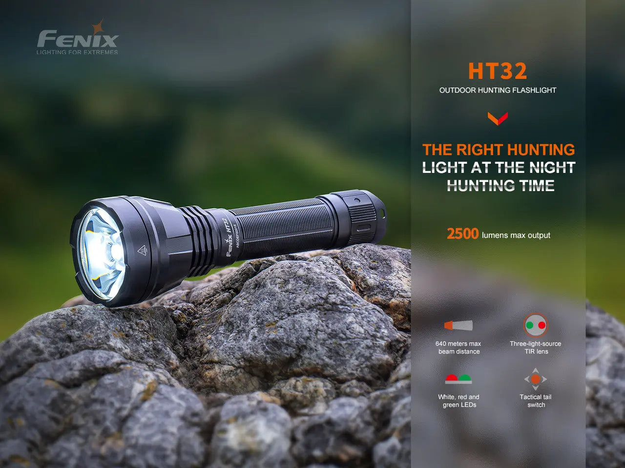 Fenix 2500 Lumen Red and Green Hunting Light - F FX-HT32 Fenix