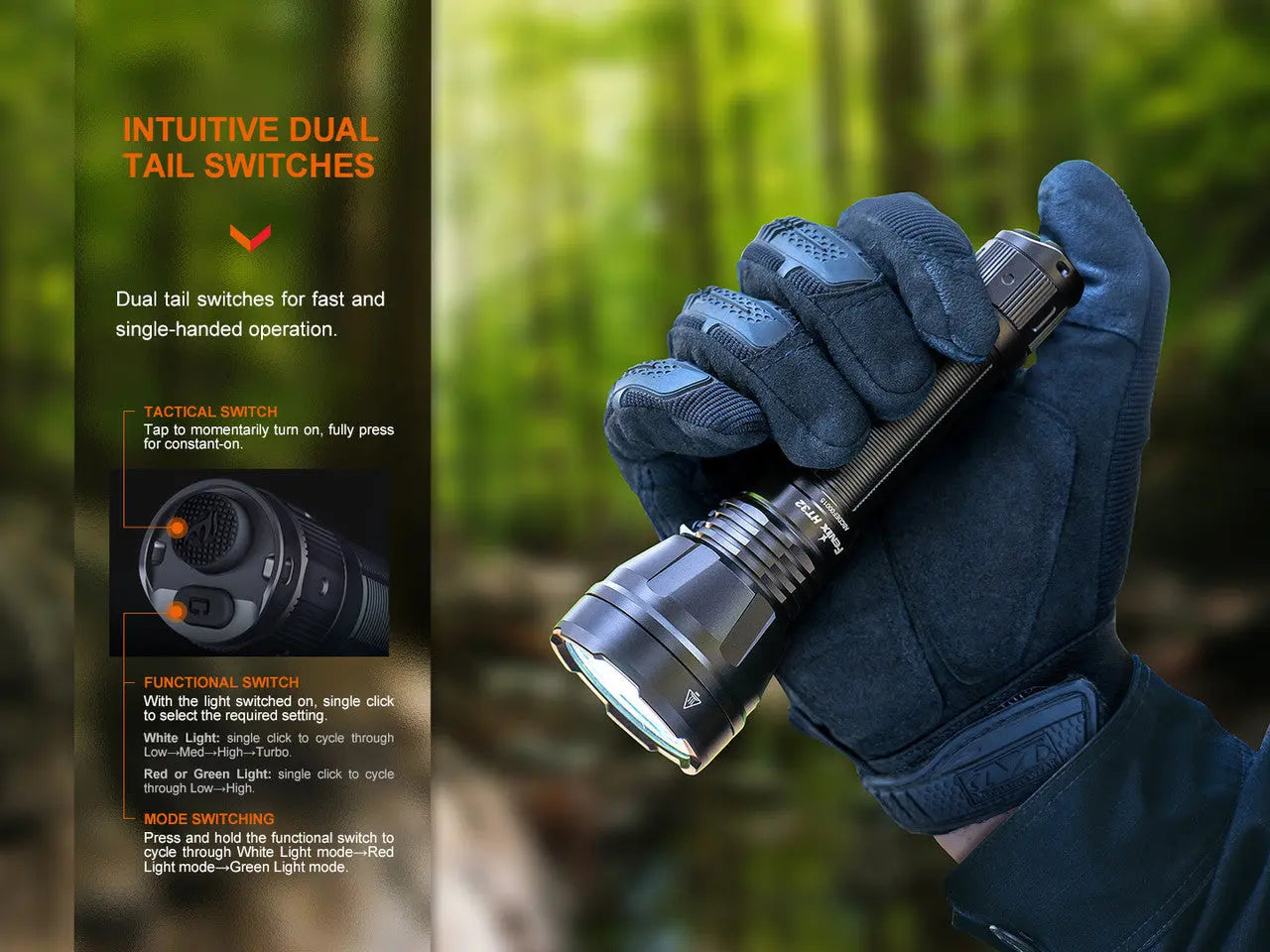 Fenix 2500 Lumen Red and Green Hunting Light - F FX-HT32 Fenix