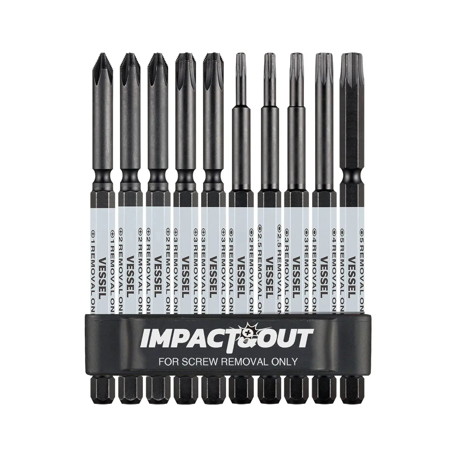 Vessel Tools Set of 8 Assortment Impact and Out Screw Removing Bit - VL HZB10P01