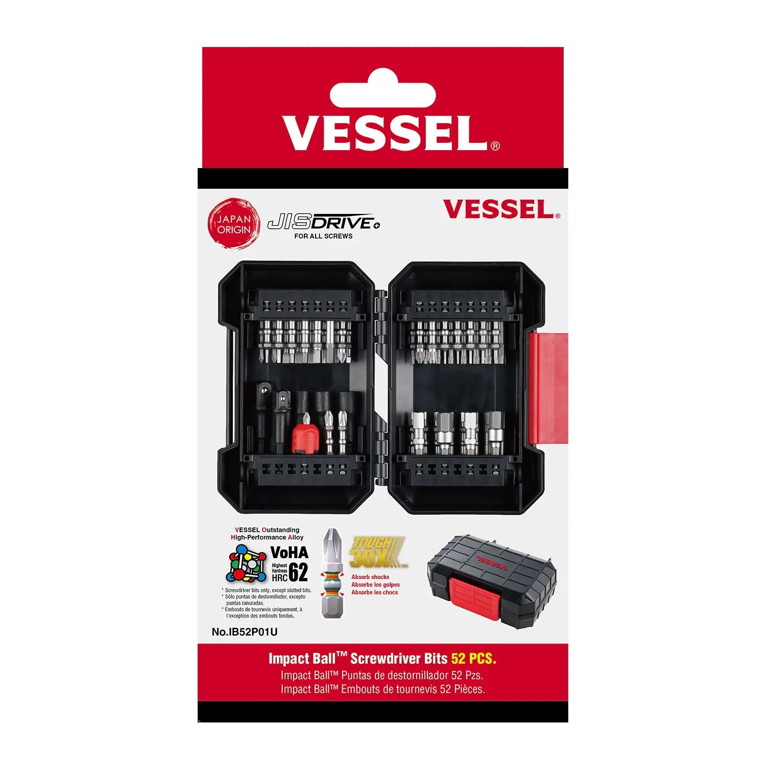 Vessel Tools Impact Ball Screwdriver with 52 Piece Bits - VL IB52P01U Vessel Tools