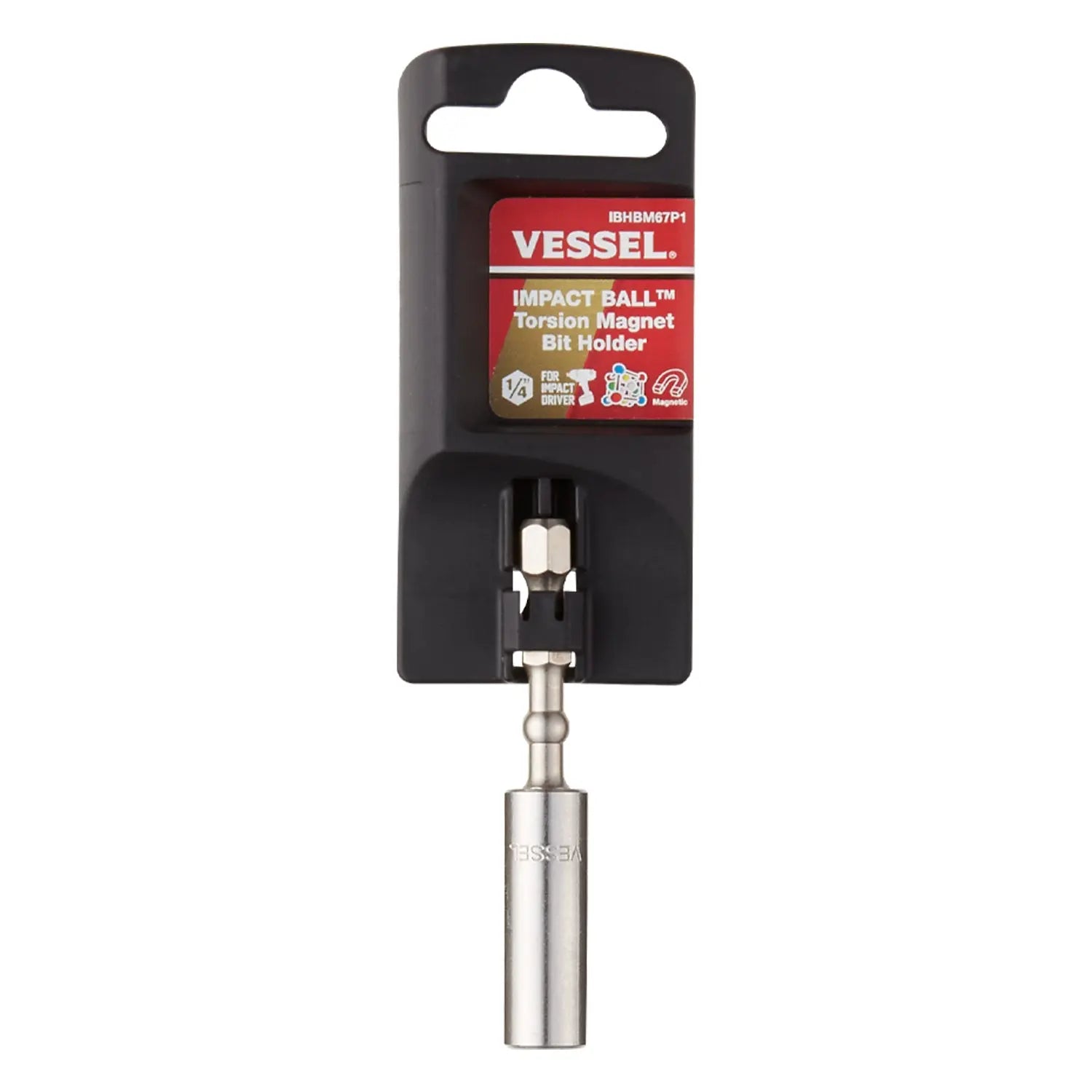Vessel Tools Impact Ball Torsion Bit Holder, Length 67mm - VL IBHBM67P1 Vessel Tools