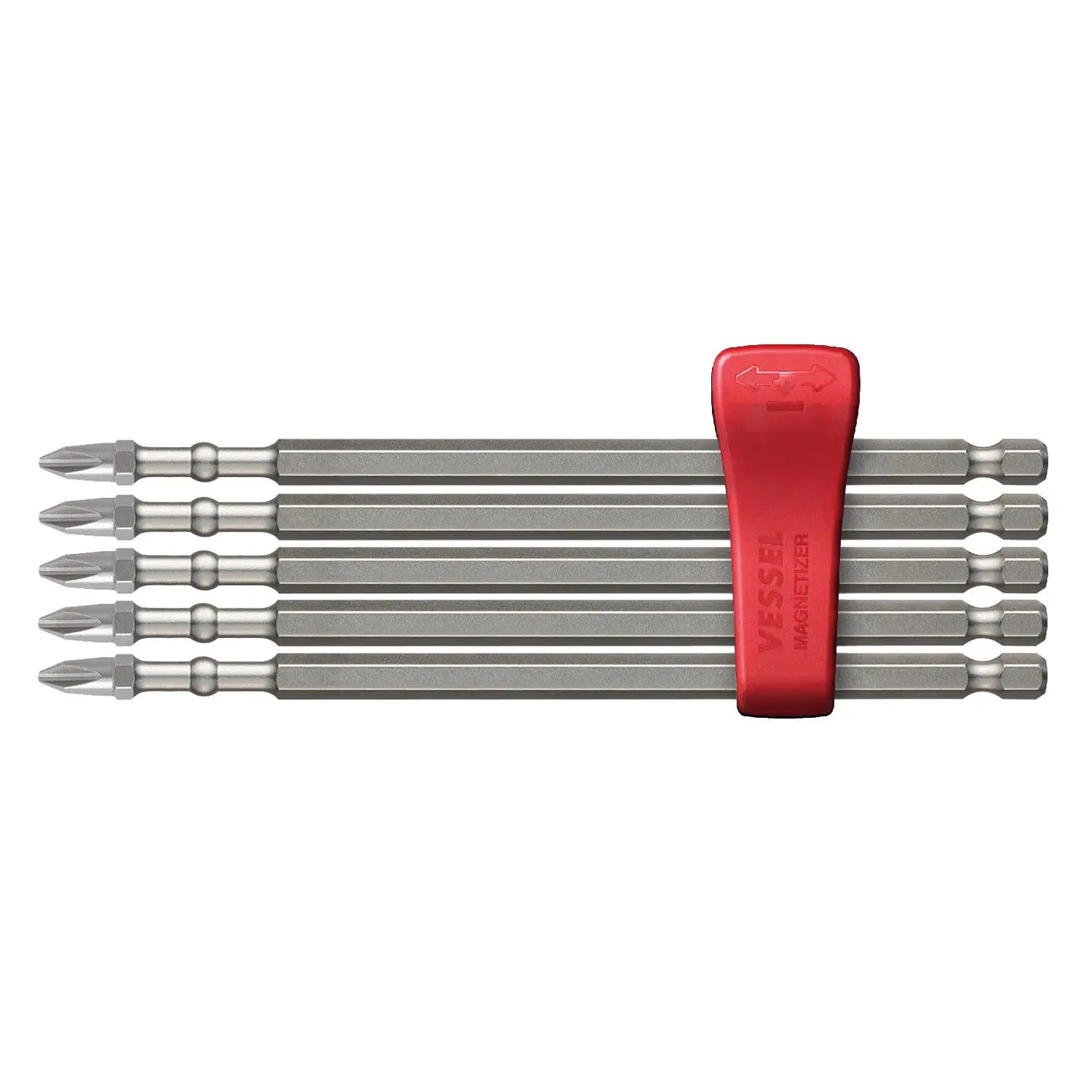 Vessel Tools Set of 5 Impact Ball Torsion Bit with Magnetic Charge Holder, PH2 x 150mm - VL IBMG150PH2K5 Vessel Tools