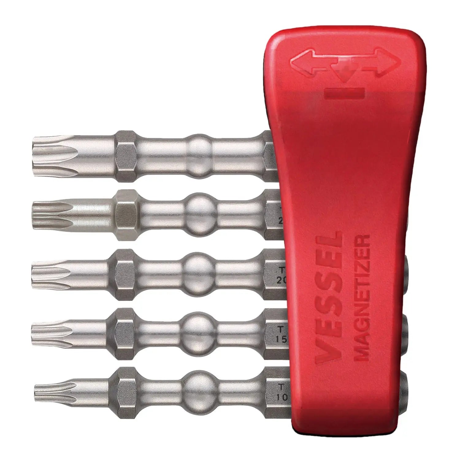Vessel Tools Set of 5 Impact Ball Torsion Bit with Magnetic Charge Holder, T10, T15, T20, T25, T30 x 50mm - VL IBMG50K002 Vessel Tools