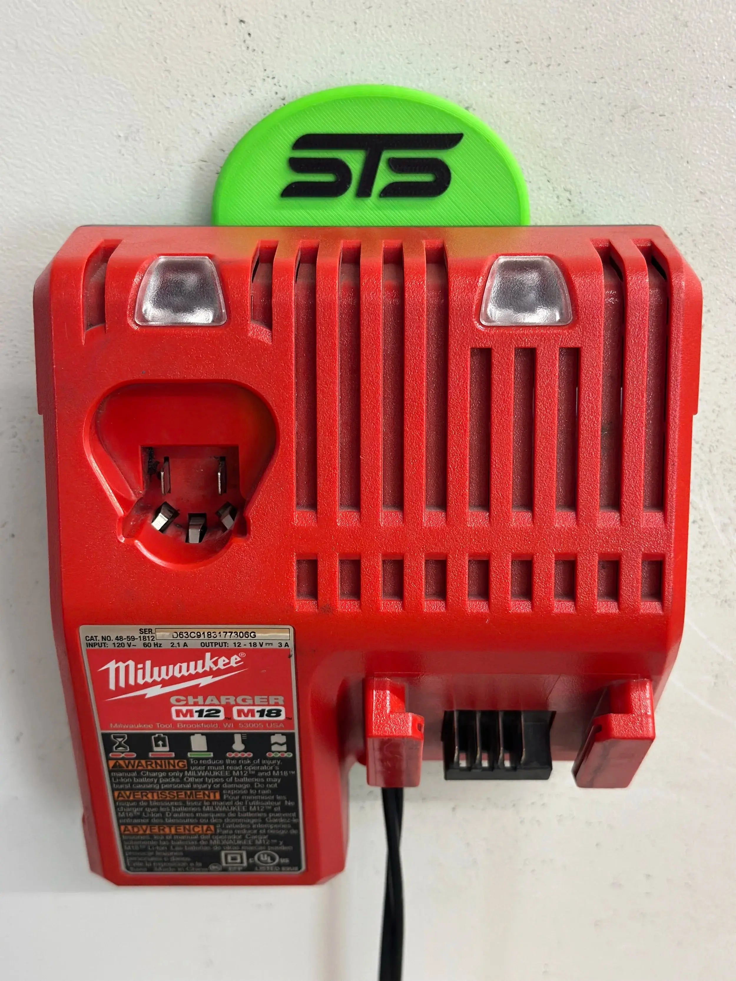 STS Auto Design Milwaukee M12/M18 Magnetic Battery Charger Holder - MW1218BK